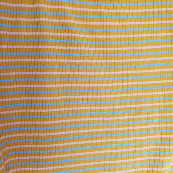 SHEIN Yellow Striped Daisy Embroidered Cropped Tshirt Size Medium - Picture 8 of 11